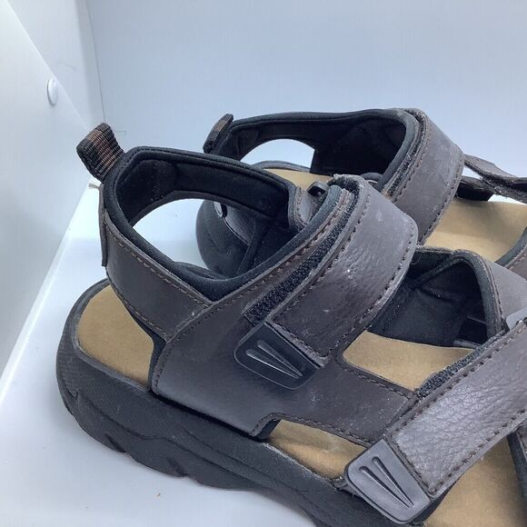 Outland Mens Size 9 Strappy Sandals Brown Faux‎ Leather Padded Casual Comfort - Picture 5 of 11